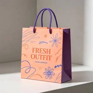 Custom Colorful Paper Gift Shopping Bag With Printed Logo For Boutique Apparel And Jewelry