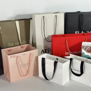 Custom Cosmetic Gift Bags with Logo, Hard Paper Shopping Bags for Christmas