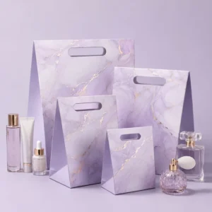 Custom Die Cut Handles Design Shopping Packaging Gift Make up Beauty Durable Brown Reusable Shopping Paper Bags