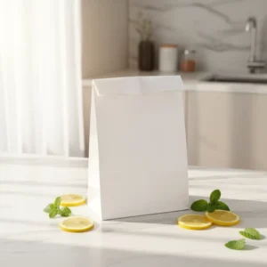 Custom Disposable White Kraft Paper Bag for Food Storage and Gift Shopping