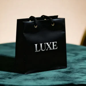 Custom Eco-Friendly Black Paper Bag with Silver Foil for Watches and Bracelets