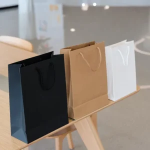 Custom Eco Friendly Kraft Paper Shopping Bag with Rope Handle Luxury Foldable Gift Packaging for Retail & Craft Use