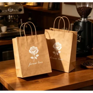 Custom Kraft Paper Bags with Handles and Printed Logo for Gift Shopping and Retail Packaging
