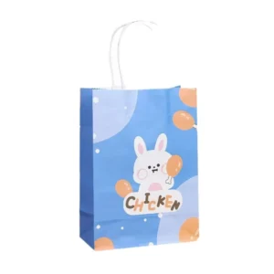 Custom Kraft Paper Gift Bag with Handles and Cartoon Design for Shopping Packaging
