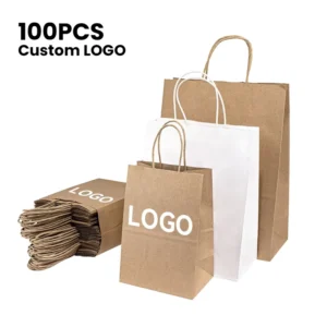 Custom Kraft Paper Shopping Carrier Bag with Twisted Handle Digital Printing and Lamination with Your Own Logo
