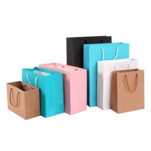 Custom Laminated Kraft Paper Shopping Bag with Reinforced Bottom, Long Handles, Magnetic Closure, and Load Rating