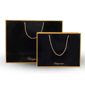 Custom Logo Black Boutique Paper Shopping Bags