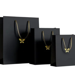 Custom Logo Black Paper Gift Bags with Handles