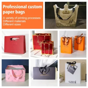 Custom Logo Cardboard Packaging Gift Shopping Jewelry Paper Bag with Handles White and Black