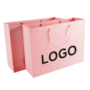 Custom Logo Cardboard Paper Shopping Gift Bag with Handles, Large