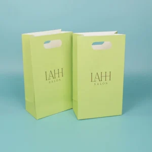 Custom Logo Die-Cut Handle Recyclable Paper Bags for Salon, Hair Care, Boutique, Beauty, Crafts, and Candles