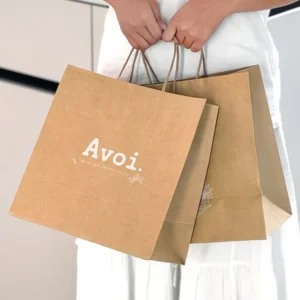 Custom Logo Eco-Friendly Folding Kraft Recyclable Biodegradable Shopping Bag with Lamination for Retail, Boutique, and Party Use