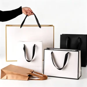 Custom Logo Eco-Friendly Kraft Paper Bags with Lamination for Food, Jewelry, Gifts and Candles