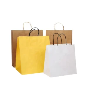 Custom Logo Eco Friendly Kraft Paper Shopping Bags Twisted Handles Recyclable Brown Takeout Retail Gift Packaging for Clothing