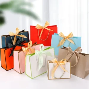 Custom Logo Glossy Shopping Paper Bag Print Retail Gift Craft Jewelry Cosmetic Wedding Candy Packaging Bag