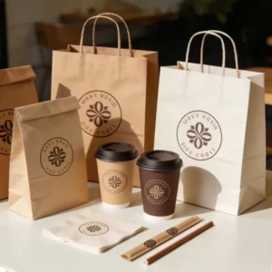 Custom Logo Kraft Paper Bag For Cafe & Restaurant Biodegradable Eco-Friendly Compostable For Daily Bread & Pastry Carry