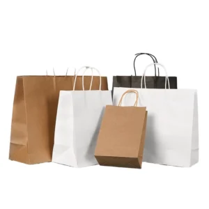 Custom Logo Kraft Paper Bags with Twisted Handles in Multiple Sizes for Promotional Giveaways and Corporate Events