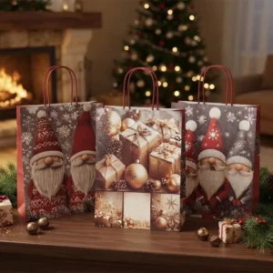 Custom Logo Kraft Paper Shopping Gift Bags with Handles for Jewelry, Christmas and Birthday Packaging