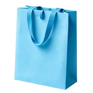 Custom Logo Light Blue Paper Shopping Bag for Crafts and Gifts
