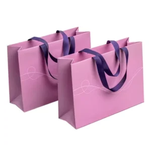 Custom Logo Luxury Eco Friendly Waterproof Craft Handbag Private Label Kraft Ribbon Handle Specialty Paper Offset Printing Gift