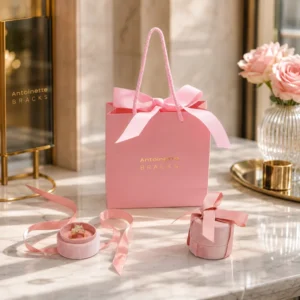 Custom Logo Paper Gift Bag with Ribbon Handle for Jewelry Gifts and Special Occasions