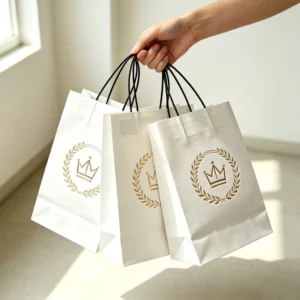 Custom Logo Paper Jewelry and Bracelet Gift Shopping Bag with Ribbon Closure