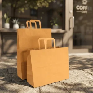 Custom Logo Printed Eco-Friendly Disposable Kraft Paper Bags for Burger, Fries, Fried Chicken, and Fast Food Packaging