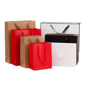 Custom Logo Printed Eco-Friendly Screen-Printed Durable Solid Color Kraft Paper Gift Bag For Clothing Packaging