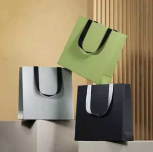 Custom Logo Printed Paper Gift Bags for Jewelry and Bracelet Packaging with Ribbon Closure