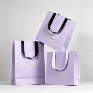 Custom Logo Printed Paper Gift Bags for Jewelry and Bracelets with Ribbon Closure
