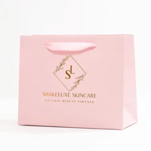 Custom Logo Purplish Pink Paper Shopping Bags with Handles