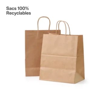 Custom Logo Recyclable Kraft Paper Shopping Bag with Twisted Handle and Reusable Gift Tote for Retail Store