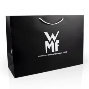 Custom Matt Black Paper Clothing Gift Shopping Bag With Ribbon Handle