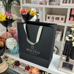 Custom Paper Bag Supplier White Kraft Paper Gift Bag with Ribbon Handle for Business Clothing