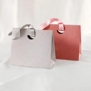 Custom Paper Gift Bag with Ribbon Handles for Boutique Shopping