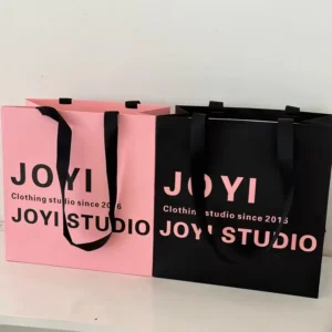 Custom Paper Gift Bags with Laminated Handles and Logo Printing