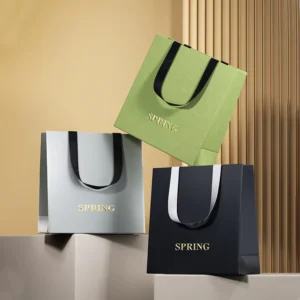 Custom Paper Shopping Bags with Printed Logo and Handle