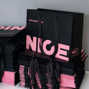 Custom Pink Clothing Retail Gift Paper Bag with Handles