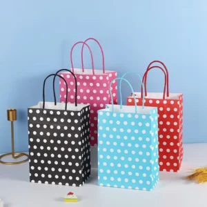 Custom Pink Flower Black Jewelry Small Craft Shopping Paper Bags with Logo Christmas Gift Luxury White Kraft Paper Bag