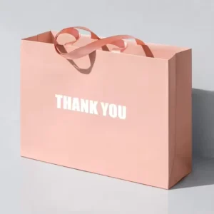 Custom Pink Thank You Paper Gift Bags with Logo