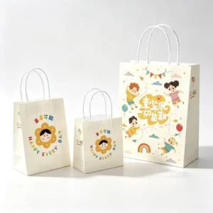Custom Print Kraft Paper Children’s Gift Tote Bag for Holiday Gift Wrapping