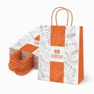 Custom Print Recyclable Clothing Store Gift Packaging Brown Kraft Paper Shopping Bag Die-Cut Handle Takeaway Bag
