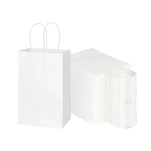 Custom Printed Brown and White Kraft Paper Shopping Gift Bags with Own Logo