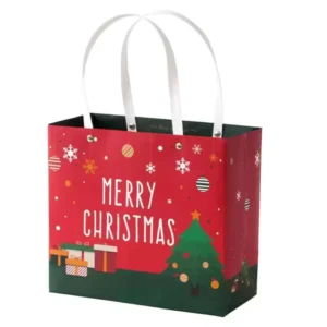 Custom Printed Christmas Paper Gift Bag with Handle for Holiday Gift Packaging and Retail Shopping