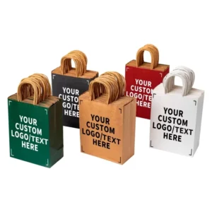 Custom Printed Eco-Friendly White and Brown Kraft Gift Paper Bags with Twist Handles