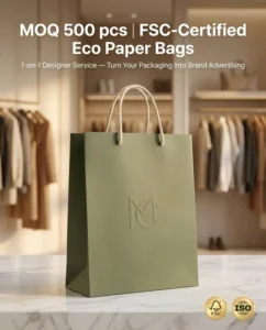 Custom Printed FSC Paper Gift Shopping Bag With Handle MOQ 500 OEM Manufacturer