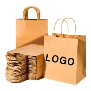 Custom Printed Kraft Paper Bag, Recyclable, for Shopping, Clothing, Gifts, and Food Takeaway, with Custom Logo