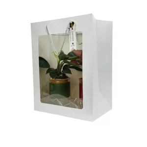 Custom Printed Kraft Paper Bag with Window for Gifts, Candles, Christmas, Weddings, and Parties