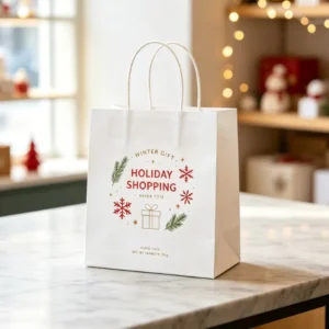 Custom Printed Kraft Paper Bags in Various Sizes for Holiday Gift Wrapping