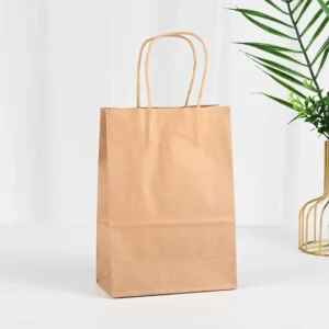 Custom Printed Kraft Paper Gift Bag with Handles Recyclable for Candle Craft and Gift Packaging